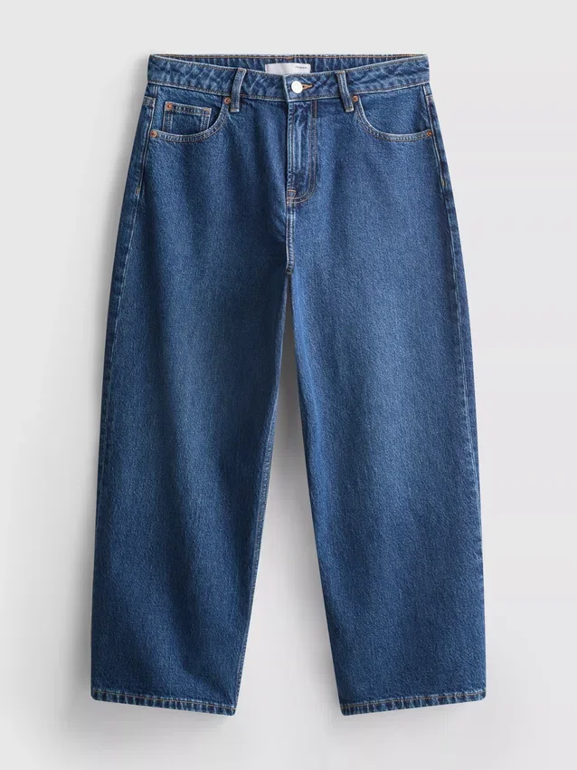 Korte jeans i denim med brede ben