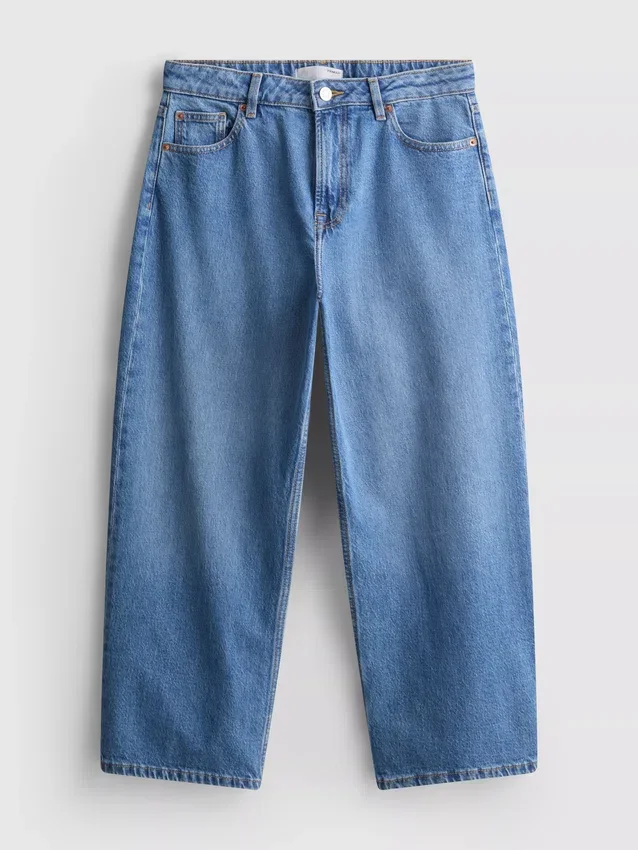 Korte jeans i denim med brede ben