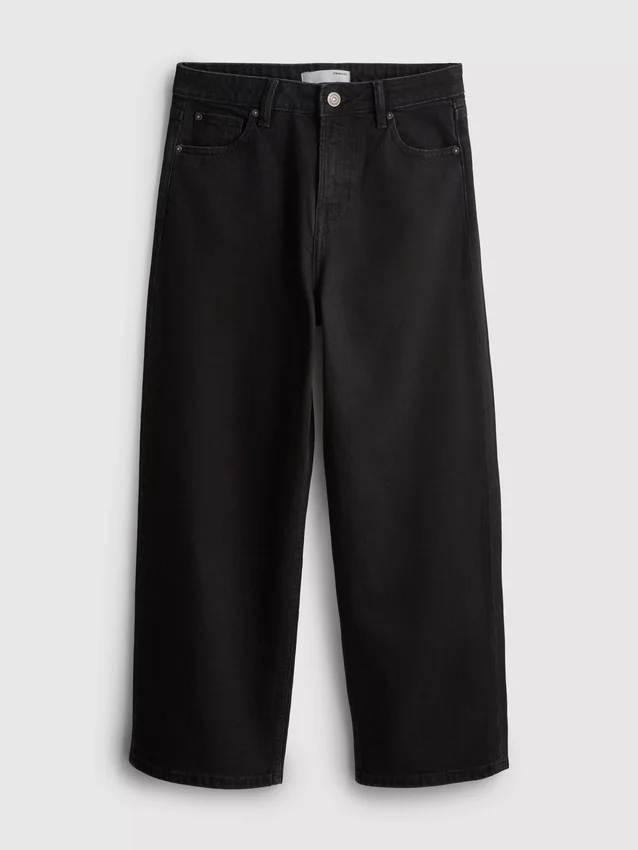 Korte jeans i denim med brede ben
