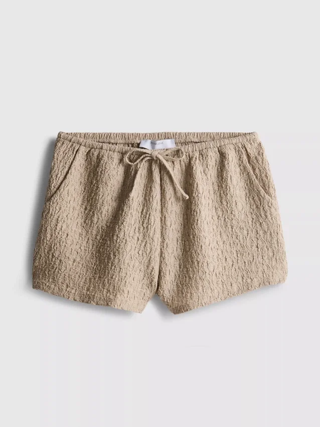 Krøllede shorts med snøre