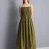 Lagdelt smock-maxi-kjole