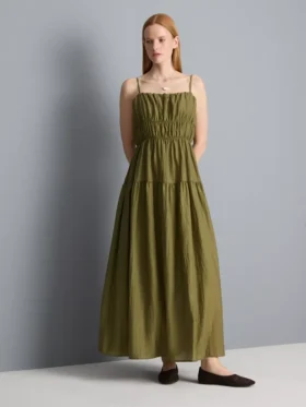 Lagdelt smock-maxi-kjole