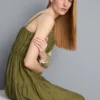 Lagdelt smock-maxi-kjole