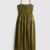 Lagdelt smock-maxi-kjole