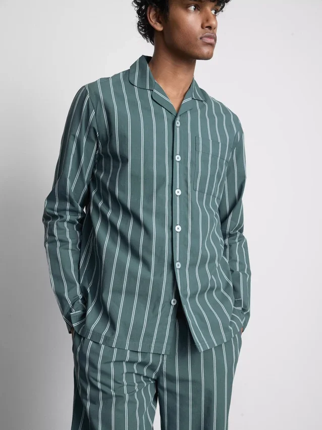 Lang pyjamasser i stribet poplin