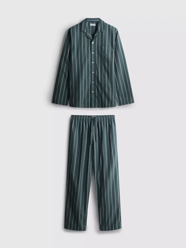 Lang pyjamasser i stribet poplin