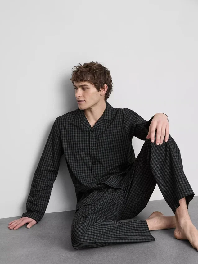 Lang pyjamasser i ternet poplin