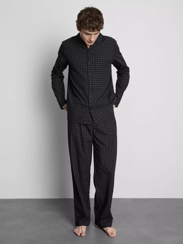 Lang pyjamasser i ternet poplin