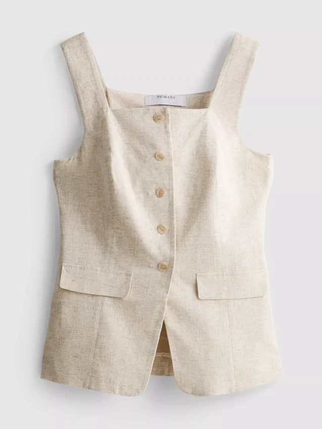 Lang vest i linneblanding