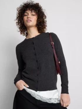 Langærmet cardigan med rund hals