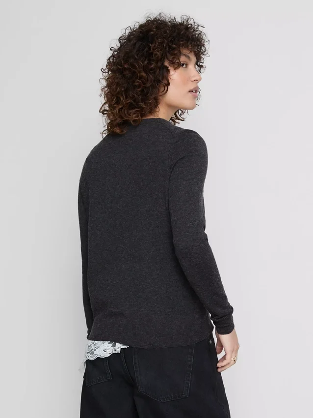 Langærmet cardigan med rund hals