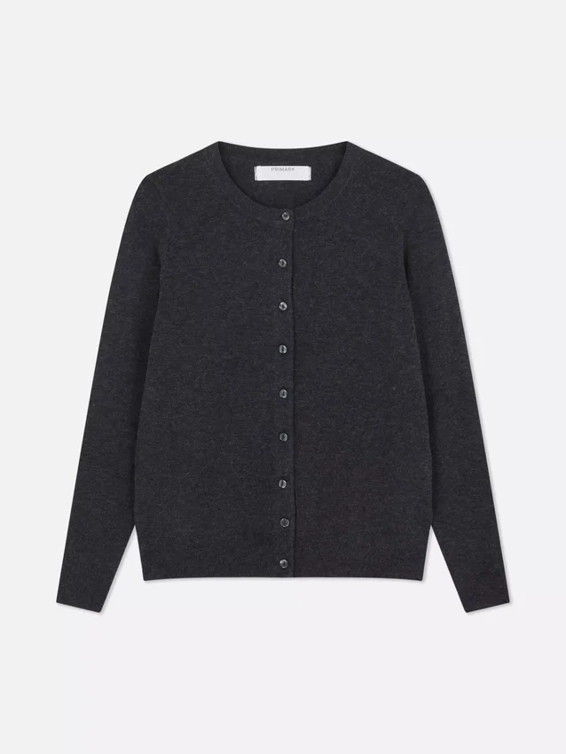 Langærmet cardigan med rund hals