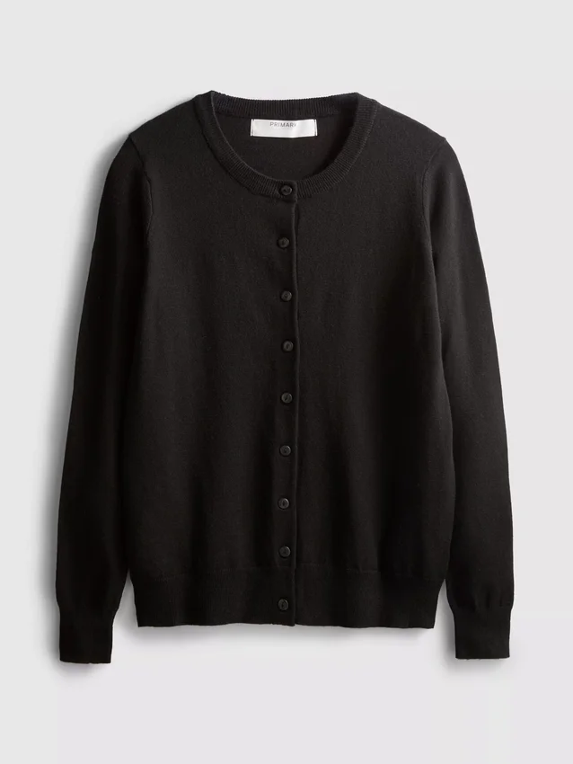 Langærmet cardigan med rund hals
