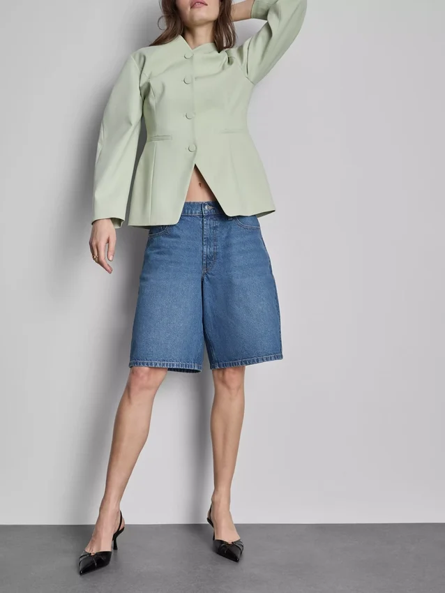 Lange bermudashorts i bomuldsdenim