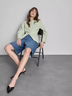 Lange bermudashorts i bomuldsdenim