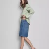 Lange bermudashorts i bomuldsdenim