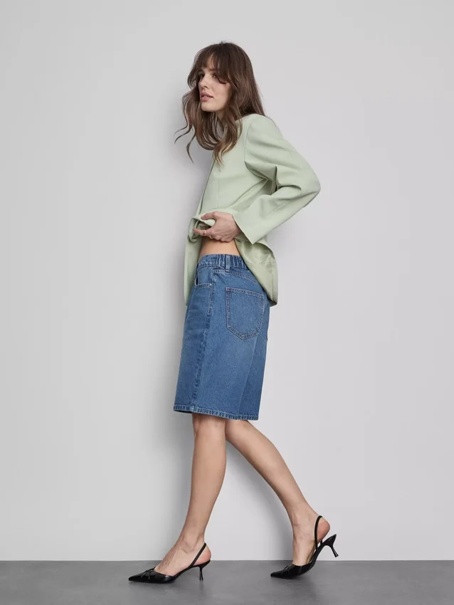 Lange bermudashorts i bomuldsdenim