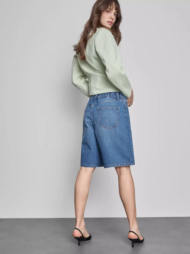 Lange bermudashorts i bomuldsdenim