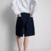 Lange bermudashorts i bomuldsdenim