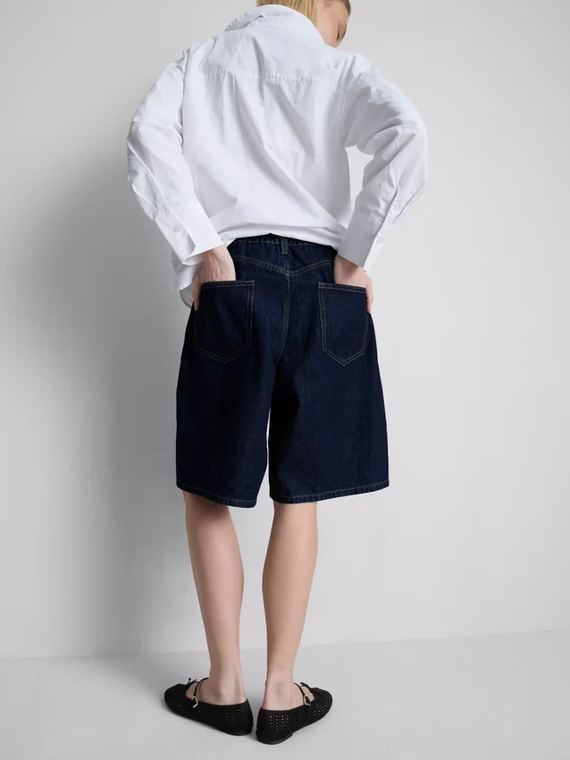 Lange bermudashorts i bomuldsdenim