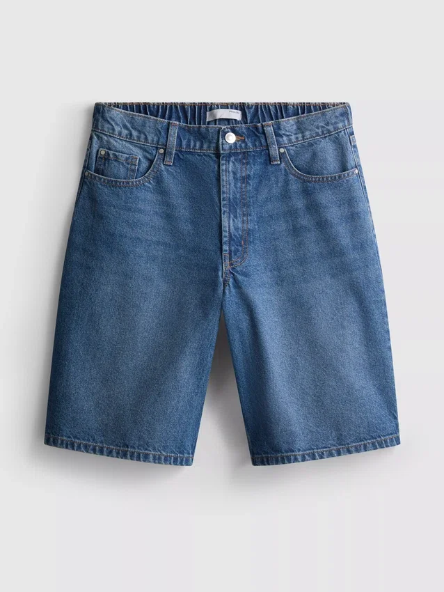 Lange bermudashorts i bomuldsdenim