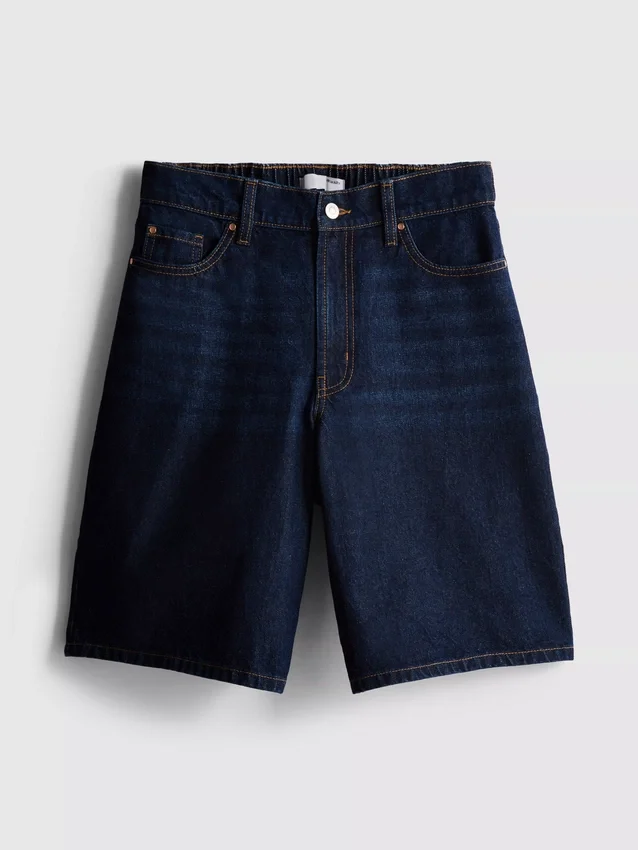 Lange bermudashorts i bomuldsdenim