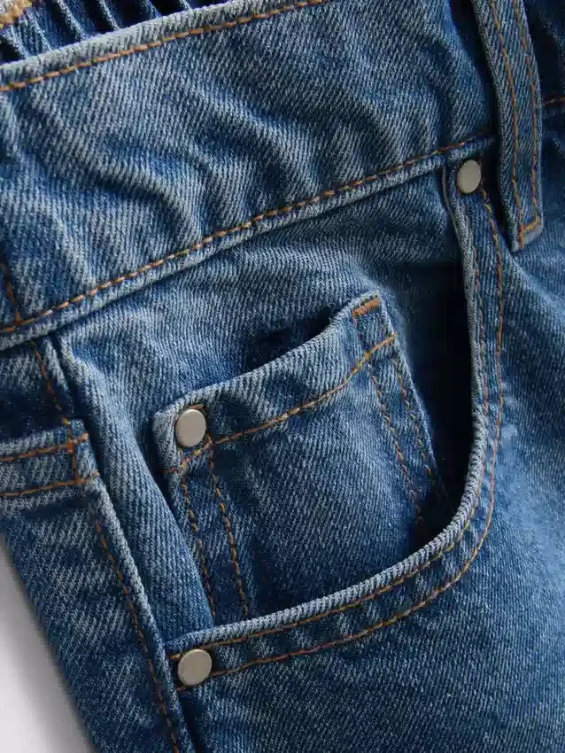 Lange bermudashorts i bomuldsdenim