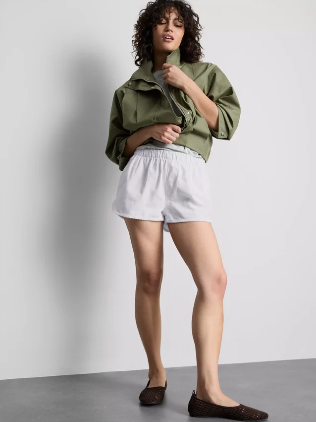 Løbeshorts i bomuldsdenim