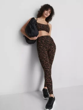 Leopardmønstrede active leggings med høj talje