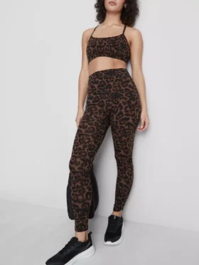 Leopardmønstrede active leggings med høj talje