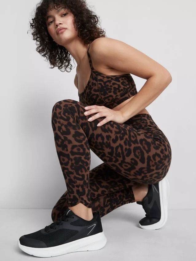 Leopardmønstrede active leggings med høj talje