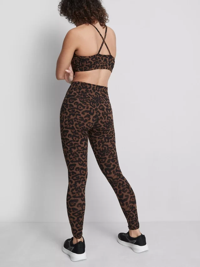 Leopardmønstrede active leggings med høj talje