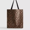 Leopardmønstret canvas-tote-taske