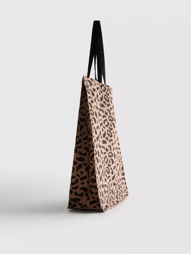 Leopardmønstret canvas-tote-taske
