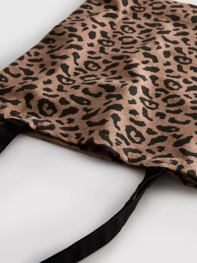 Leopardmønstret canvas-tote-taske