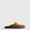 Loafer-mulesandaler i imiteret ruskind