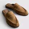 Loafer-mulesandaler i imiteret ruskind