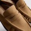 Loafer-mulesandaler i imiteret ruskind