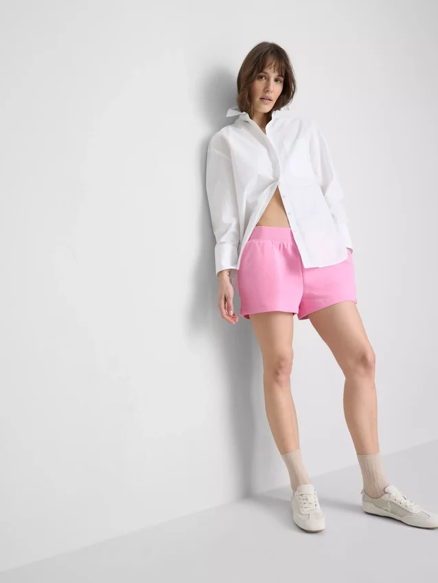 Loungeshorts i bomuld med splittet kant