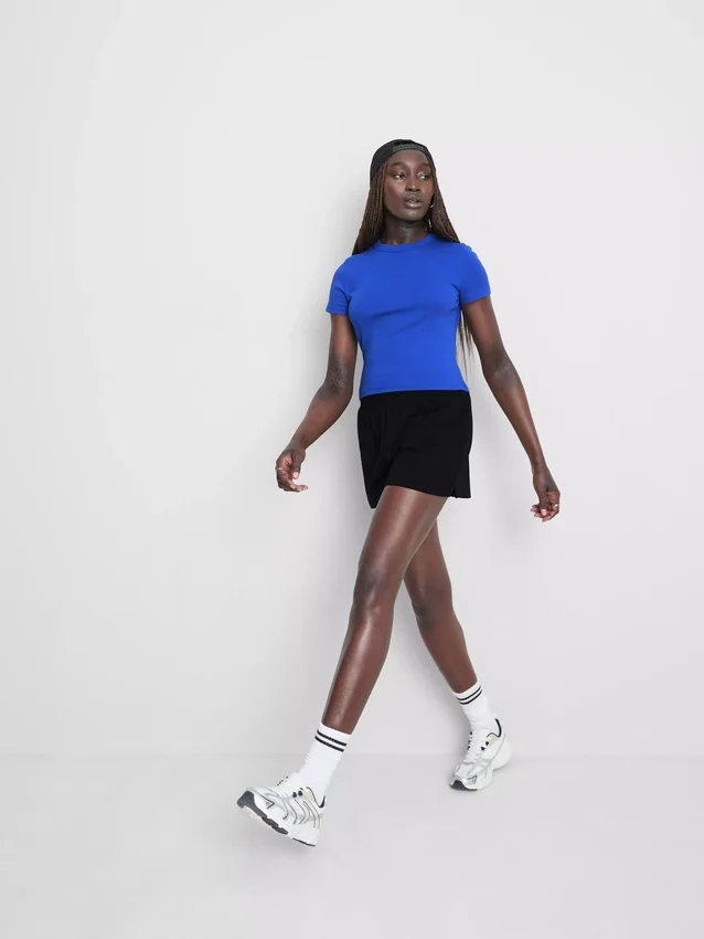 Loungeshorts i bomuld med splittet kant