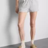 Loungeshorts i bomuld med splittet kant