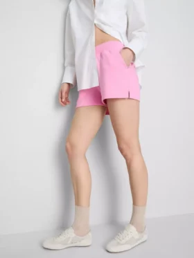 Loungeshorts i bomuld med splittet kant
