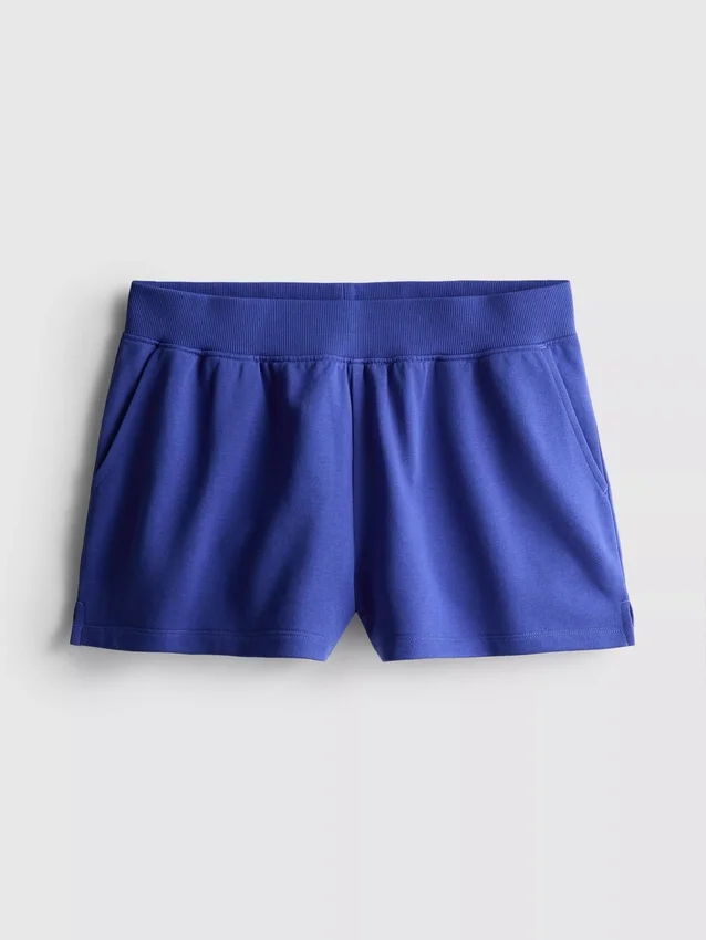 Loungeshorts i bomuld med splittet kant
