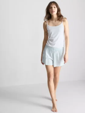 Loungetop i bomuldsrig pointelle-cami