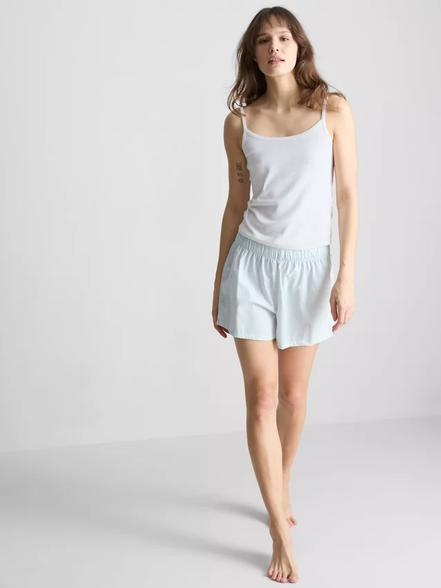 Loungetop i bomuldsrig pointelle-cami