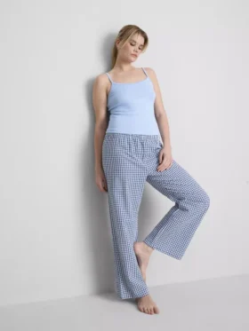 Loungetop i bomuldsrig pointelle-cami