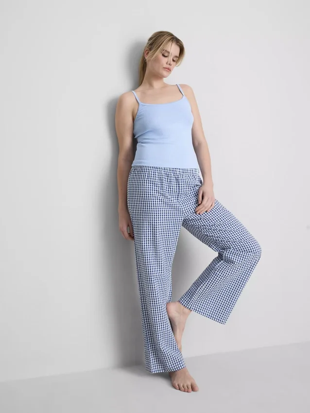 Loungetop i bomuldsrig pointelle-cami
