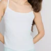 Loungetop i bomuldsrig pointelle-cami
