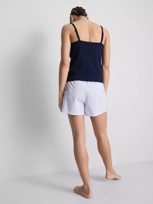 Loungetop i bomuldsrig pointelle-cami