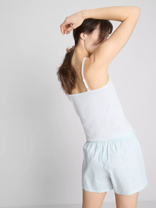 Loungetop i bomuldsrig pointelle-cami
